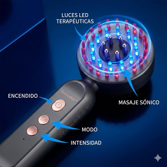 StimulaRaíz™ | Peine Masajeador Capilar LED | Masajea y estimula raíces en 24h